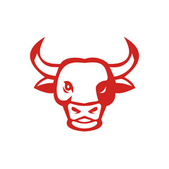 Bull Cow Head Smiling Isolated Retro