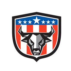 Bull Cow Head USA Flag Crest Low Polygon