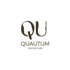 Letter QU texture grunge logotype. Initial Q and U wood texture logo design. Luxury font creative monogram wooden plank font