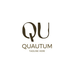 Obraz premium Letter QU texture grunge logotype. Initial Q and U wood texture logo design. Luxury font creative monogram wooden plank font