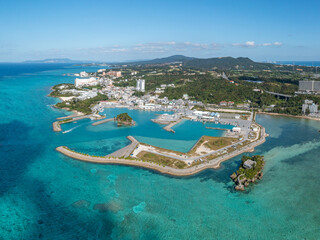 沖縄 恩納村 前兼久漁港 空撮 © AerialPhotoOkinawa