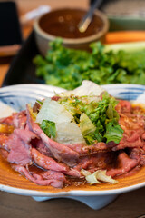 A delicious dish of eggs and beef