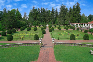  Italian Garden of the Historic 19th century Sonnenberg mansion in the Finger Lakes District, built for a wealthy banker, now a state park
