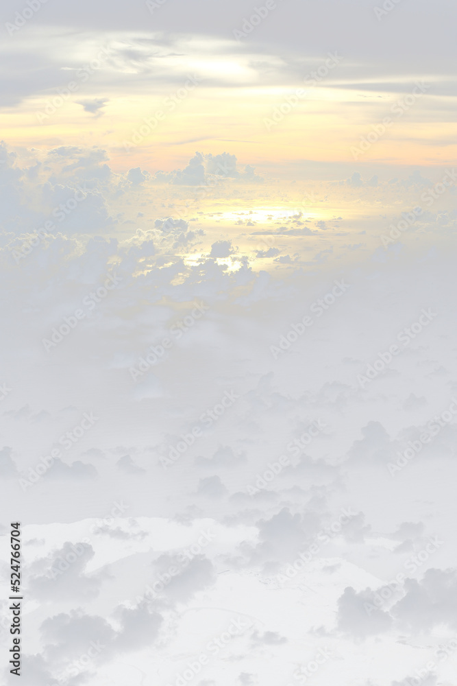 Wall mural cloud in sky atmosphere from airplane, out of windows is cloudscape cumulus heaven and sky under sun