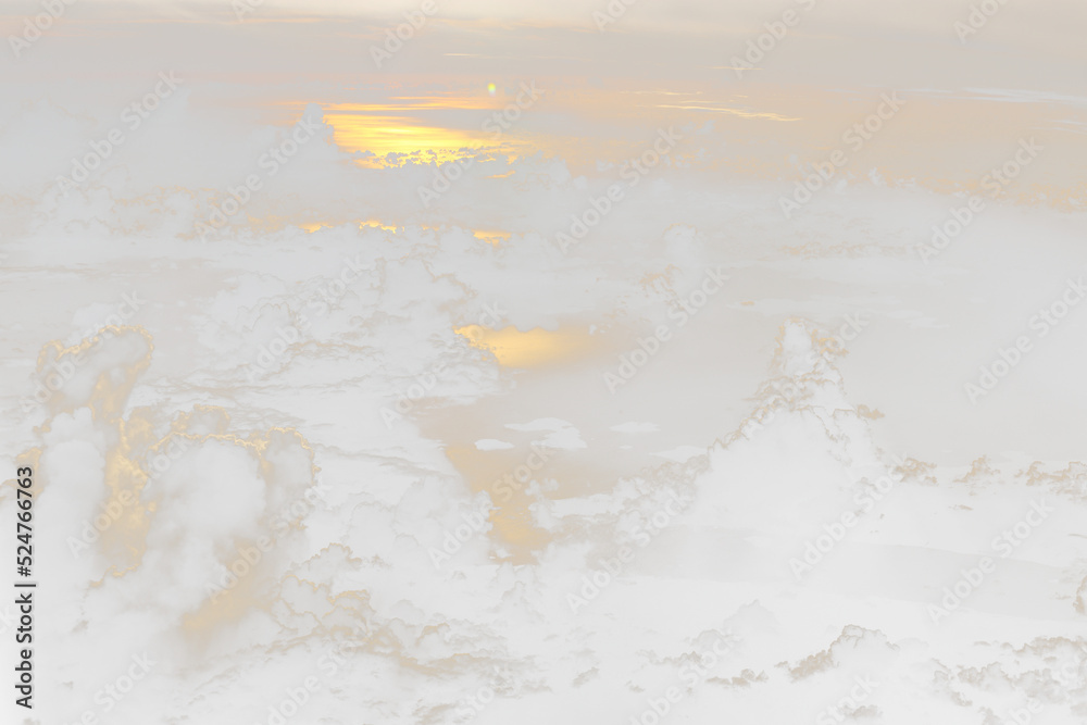 Wall mural cloud in sky atmosphere from airplane, out of windows is cloudscape cumulus heaven and sky under sun