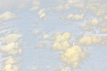 Cloud in sky atmosphere from airplane, out of windows is cloudscape cumulus heaven and sky under...