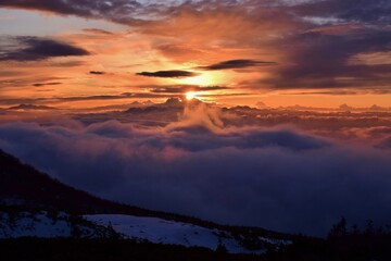 Sunset scenery in Tateyama alpine, Japan