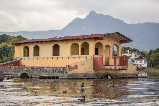 Old building on the shore of Lake Atitlan, San Marcos, Santiago, Panajachel area in Central America
