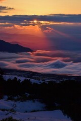 Sunset scenery in Tateyama alpine, Japan