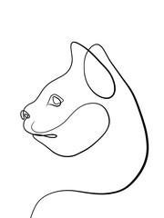 The Cat is drawn in one line art style. Printable art. Pet Art