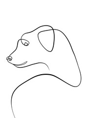 The dog is drawn in one line art style. Printable art. Pet Art
