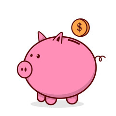 cute piggy bank vector art pink illustration