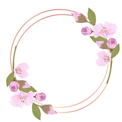 Fototapeta premium Pink flowers watercolor cherry blossom illustration.