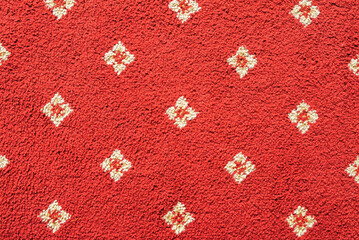 Abstract image background of red and white floor carpet.