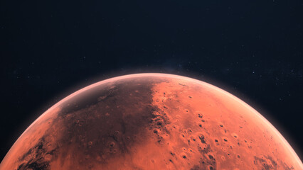 3D Render Close Up Mars Planet 360 Rotation On Galaxy Space Star Field 3D Illustration