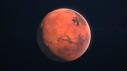 3D Render Mars Planet 360 Rotation On Galaxy Space Star Field 3D Illustration