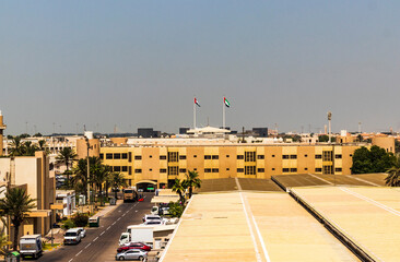 Abu Dhabi, UAE - 05.06.2022 - View of the street from rooftop. City