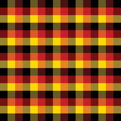 Colorful seamless tartan pattern.  Germany style. Checkered tartan with black red yellow color.  Deutsche color. Plaid pattern.