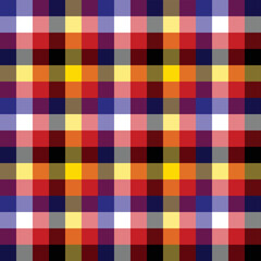 Colorful seamless tartan pattern.  Checkered tartan with black red yellow  white blue colors.  Deutsche color. Plaid pattern.