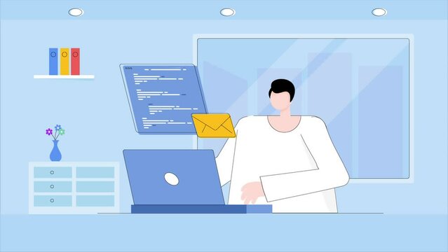 People working on mobile app development, App development company, Programming for software development, 4k animation video