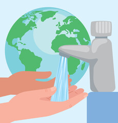 hands washing and earth planet