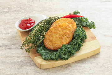 Fried crusty potato hashbrown pancake