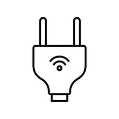 Obraz premium Smart electric plug icon in black outline style