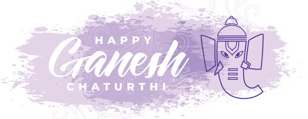 nice ganesh chaturthi celebration banner in purple grunge style