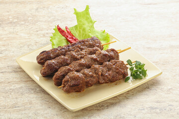 Beef kebab skewer minced meat
