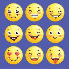Fototapeta premium nine emojis faces