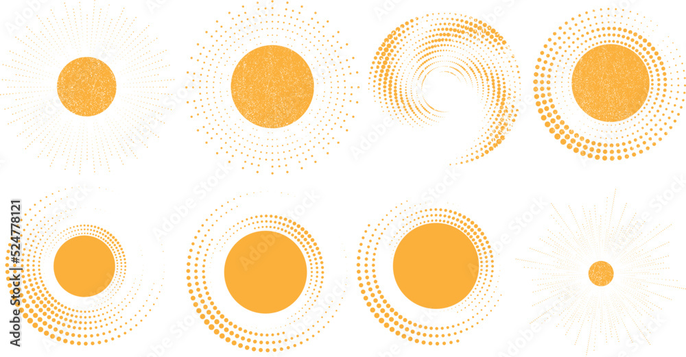 Wall mural grunge halftone dots in circle form . spiral vector illustration .textured round logo . design eleme