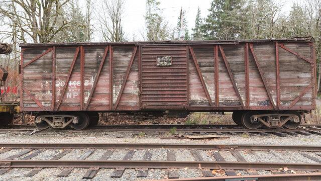 Train box car on tracks