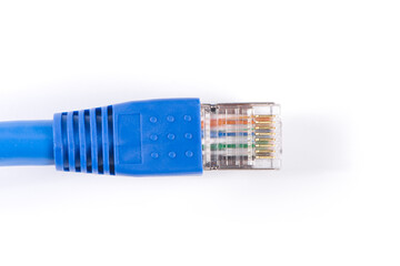 blue network internet cable isolated on white background - obrazy, fototapety, plakaty