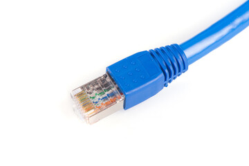 blue network internet cable isolated on white background