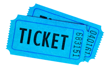 Two blue tickets isolated transparent background photo PNG file