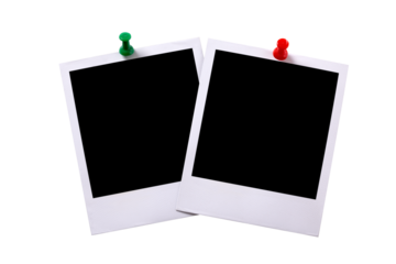 Two polaroid style photo print frames transparent background PNG file