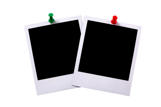 Two polaroid style photo print frames transparent background PNG file