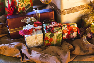 Obraz na płótnie Canvas Wrapped gifts for Christmas Holiday