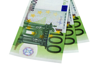 Euro 100 hundred currency notes bills isolated transparent background photo PNG file