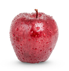 Red apple with drops isolated on transparent background (.PNG)
