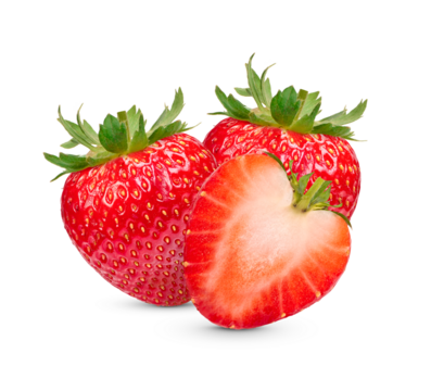 Strawberries isolated on transparent background (.PNG)