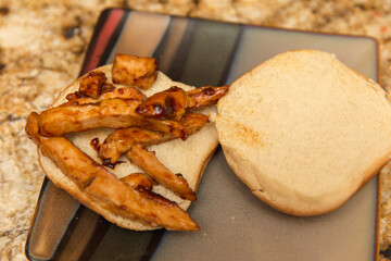 BBQ Chicken burger being prepared