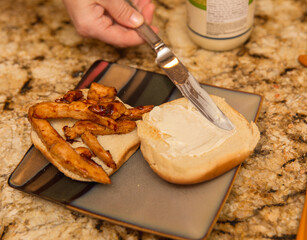 BBQ Chicken sandwhich assembly