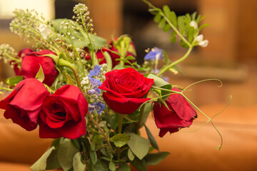Red rose bouquet starting to wilt
