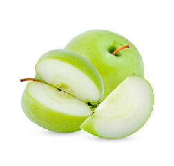 Fresh green apple isolated on transparent background (.PNG)
