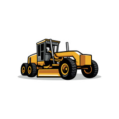 Motor grader. Heavy equipment vehicle illustration vector - obrazy, fototapety, plakaty