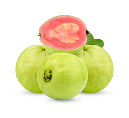 Fresh Guava fruit with leaves isolated on transparent background (.PNG)