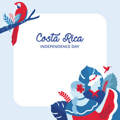 Fototapeta premium VECTORS. Editable banner for Costa Rica Independence Day and patriotic holidays, September 15, traditional dress, folkloric, text holder, nature