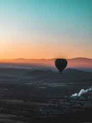 hot air balloon at sunset