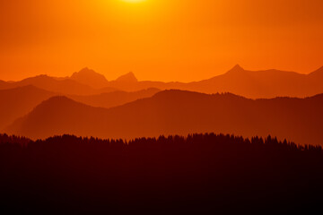 sunset in mountains